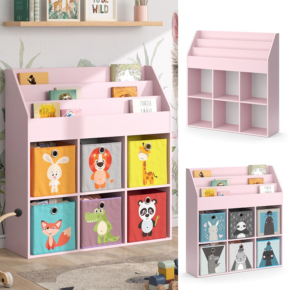 Vicco Kinderbücherregal Luigi 107 x 114 cm, Rosa, Kinderzimmerregal, offene Fächer
