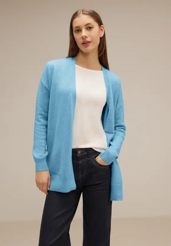 Offener Strickcardigan - light aquamarine blue mel.
