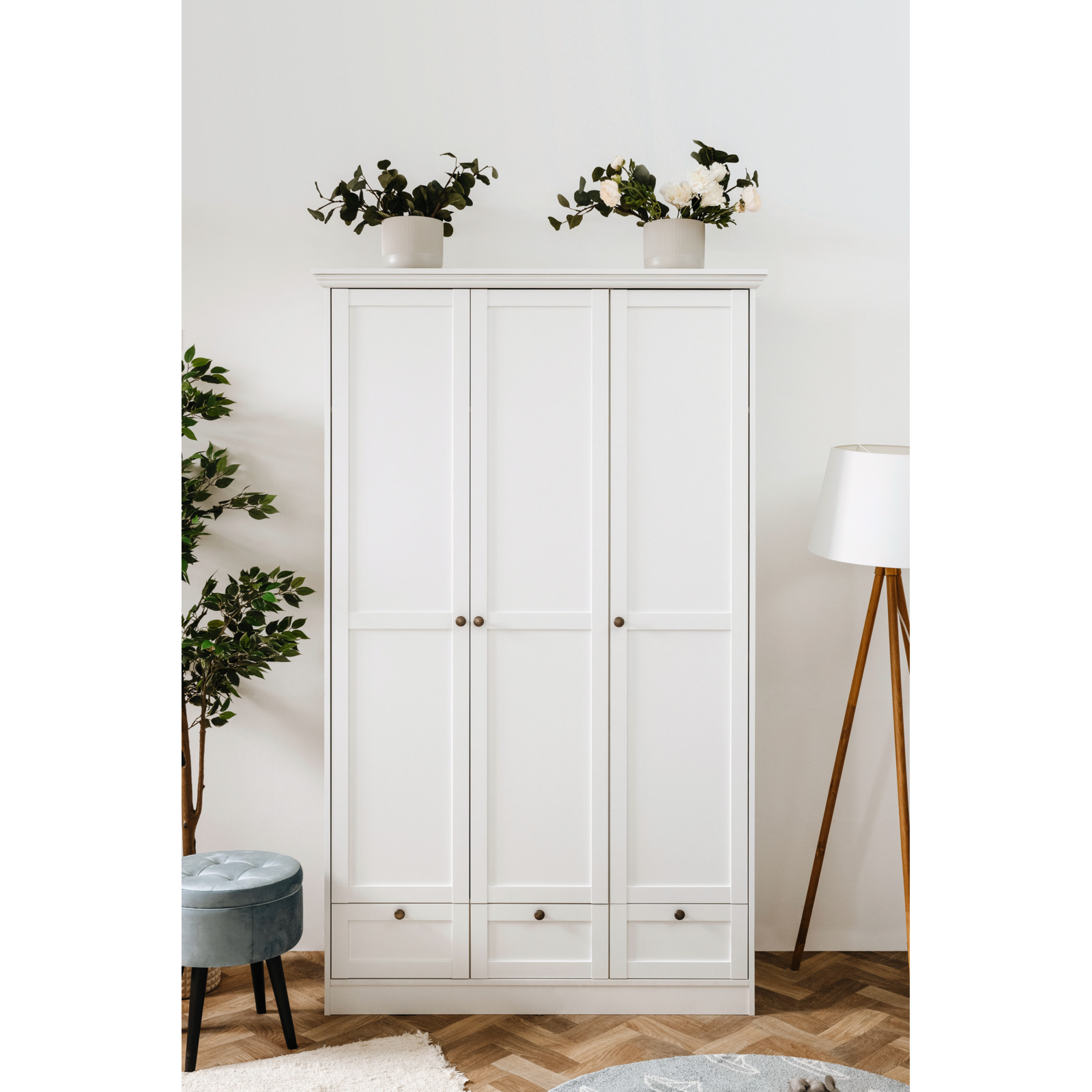 Kleiderschrank Landwood Dekor weiss 120 x 200 x 51 cm