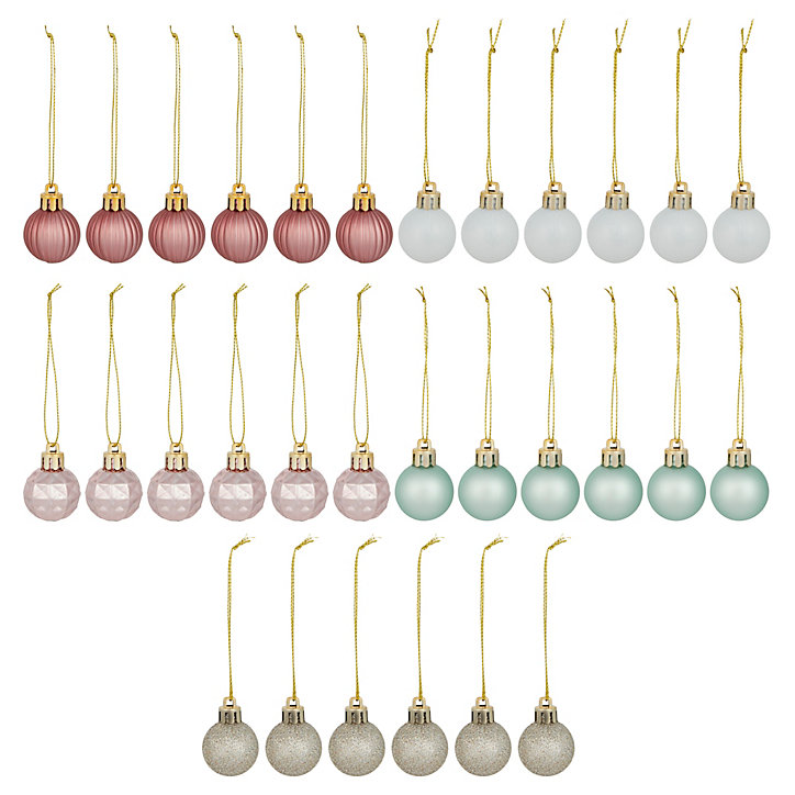 Lot de 30 boules de Noël en plastique 5 couleurs pastels
