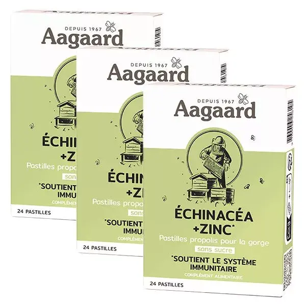 Aagaard Propolentum Echinacea e Zinco Lote de 3 x 24 pastilhas