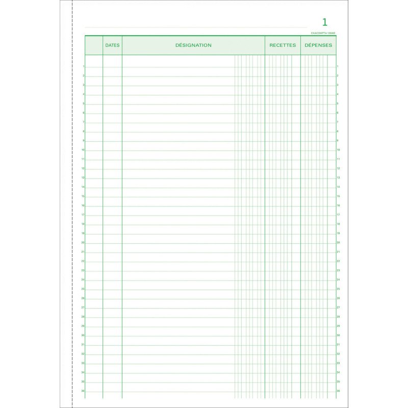 Cahier Recettes/Dépenses Manifold Exacompta autocopiant A4 50 pages double exemplaires