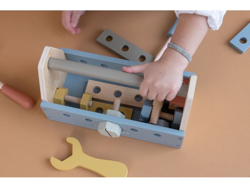 Little Dutch Handwerker Toolbox Holz Werkzeugkasten Handwerker-Spielset für Kinder