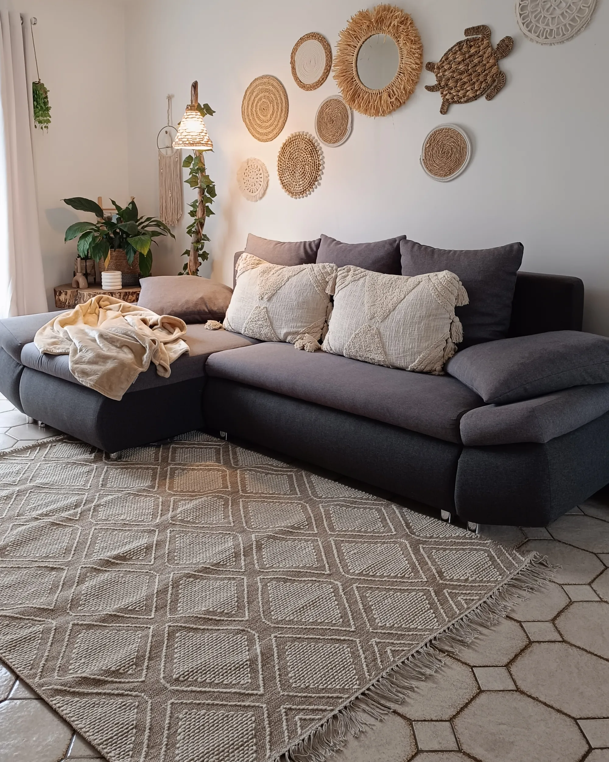 Vloerkleed KACEM Beige 160 x 230 cm Katoen
