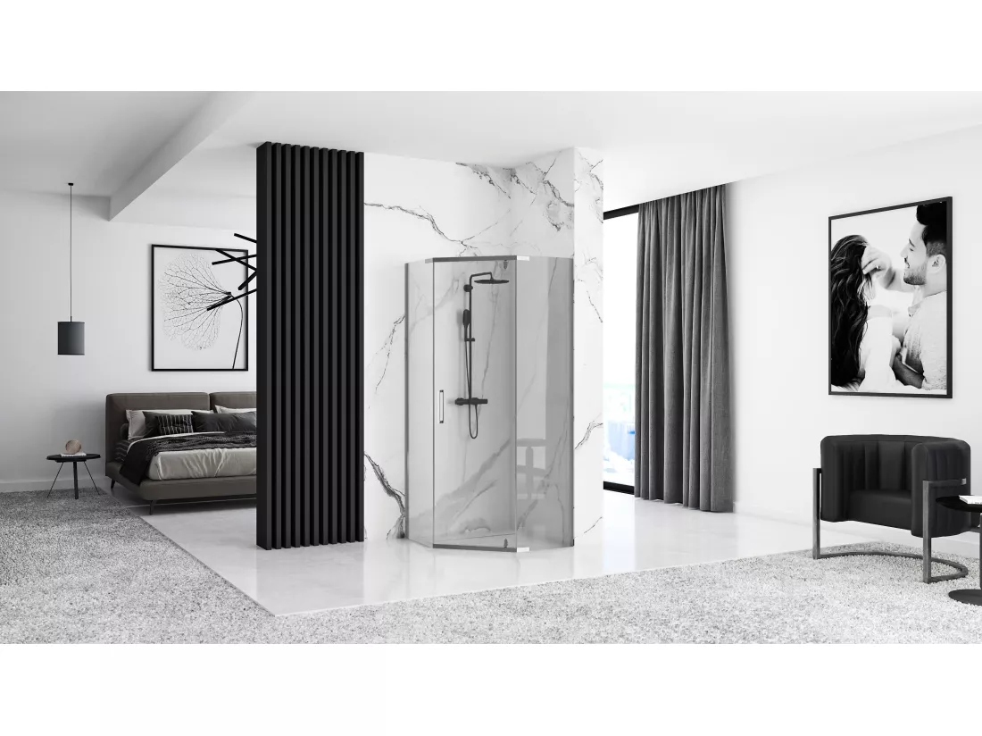Cabine De Douche Rea Axin 90X90 Chrome + Receveur De Douche Savoy White