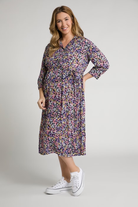 Bellieva-Midikleid, Stillfunktion, Reverskragen, 3/4-Arm