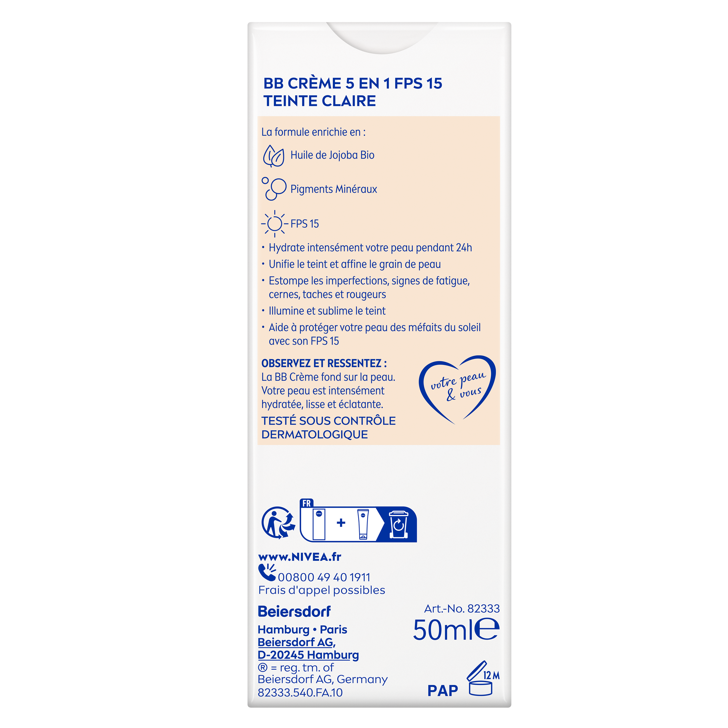BB CRÈME 5 EN 1 HYDRATATION 24 H TEINTE CLAIRE