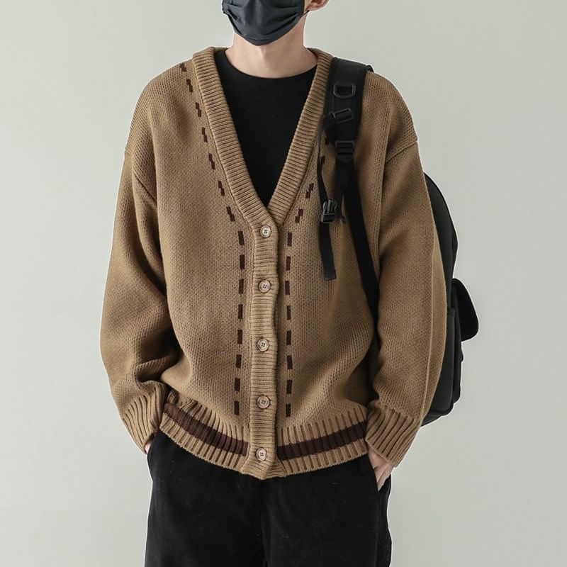 GRAYCIOUS - V-hals vest met contrasterende bies en knoopjes