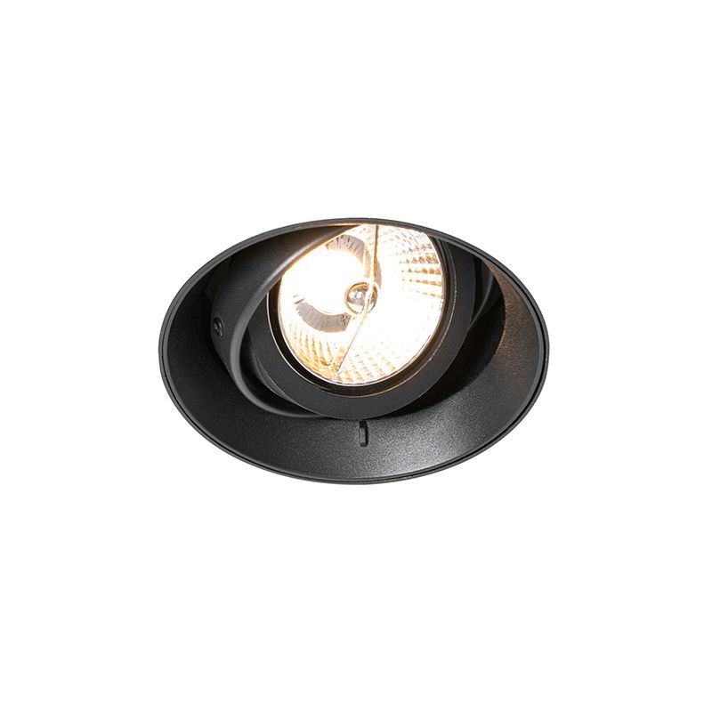 Moderne inbouwspot zwart GU10 AR70 rond trimless - Oneon