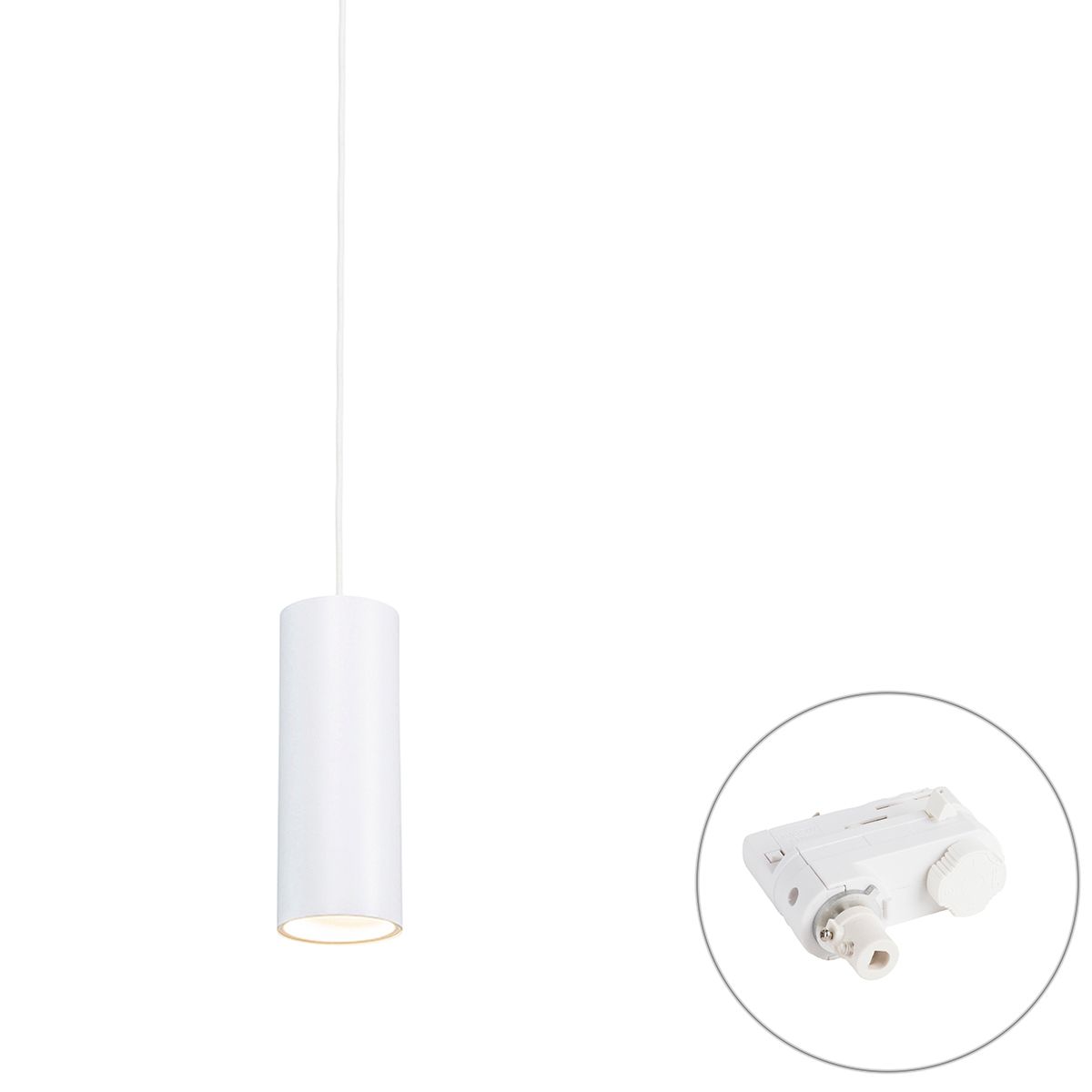 Design hanglamp wit incl. rail adapter 3-fase - 3-Phase Tubo