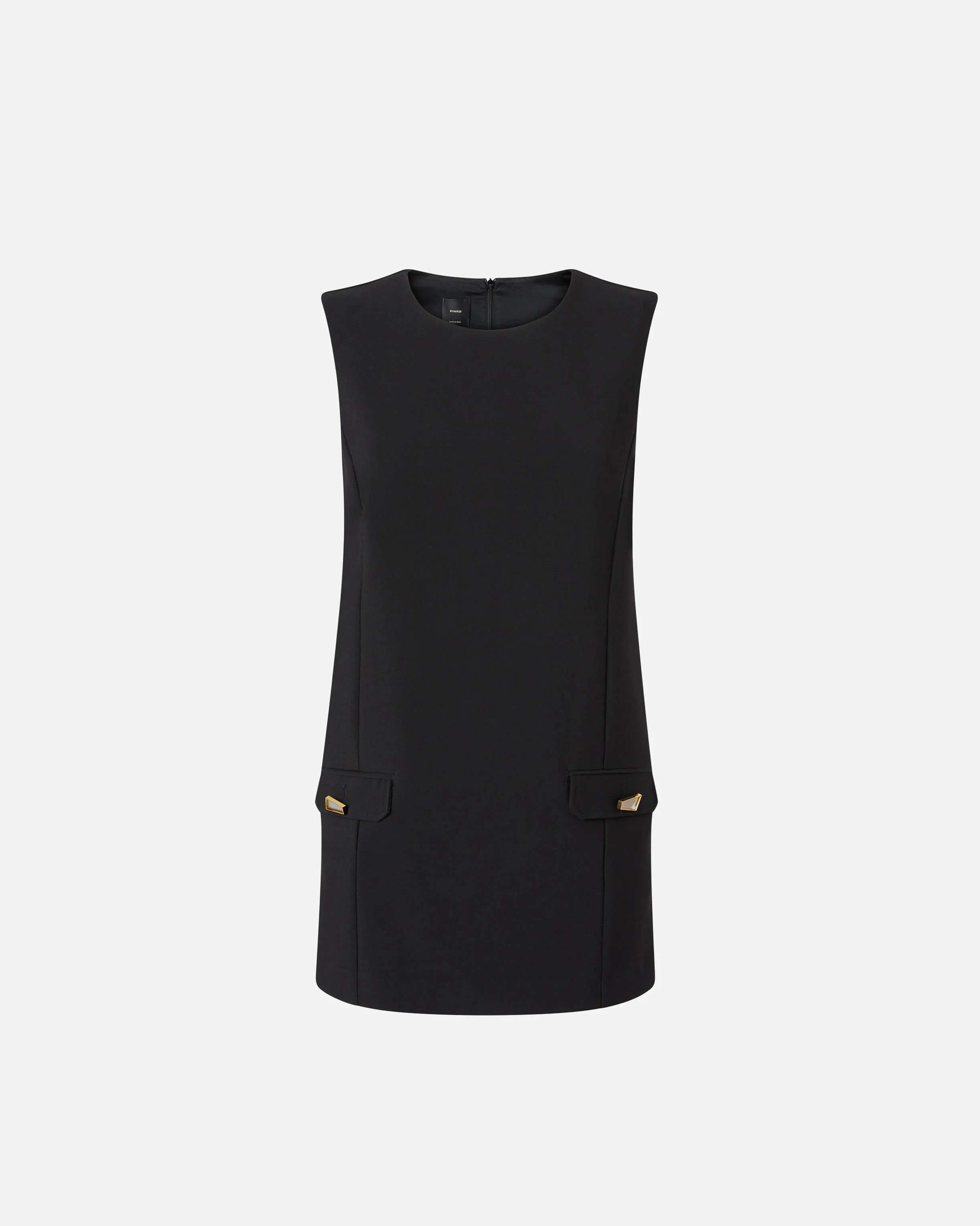 Robe courte sans manches avec rabats avant | Noir