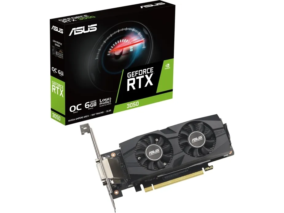 ASUS GeForce RTX 3050 LP BRK 6GB - OC Edition - grafikkort - GF RTX 3050 - 6 GB GDDR6 - PCIe 4.0 - HDMI, DisplayPort, DVI