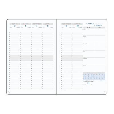Agenda de bureau Canvas - 1 semaine sur 2 pages - 15 x 21 cm - disponible dans différentes couleurs - Exacompta