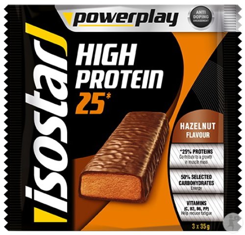 Isostar Powerplay High Protein 25 Sport Bar Hazelnut 3x35g