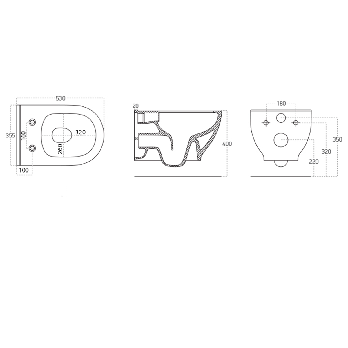 Sapho Brilla randloze toiletpot 36.5x53cm zwart mat