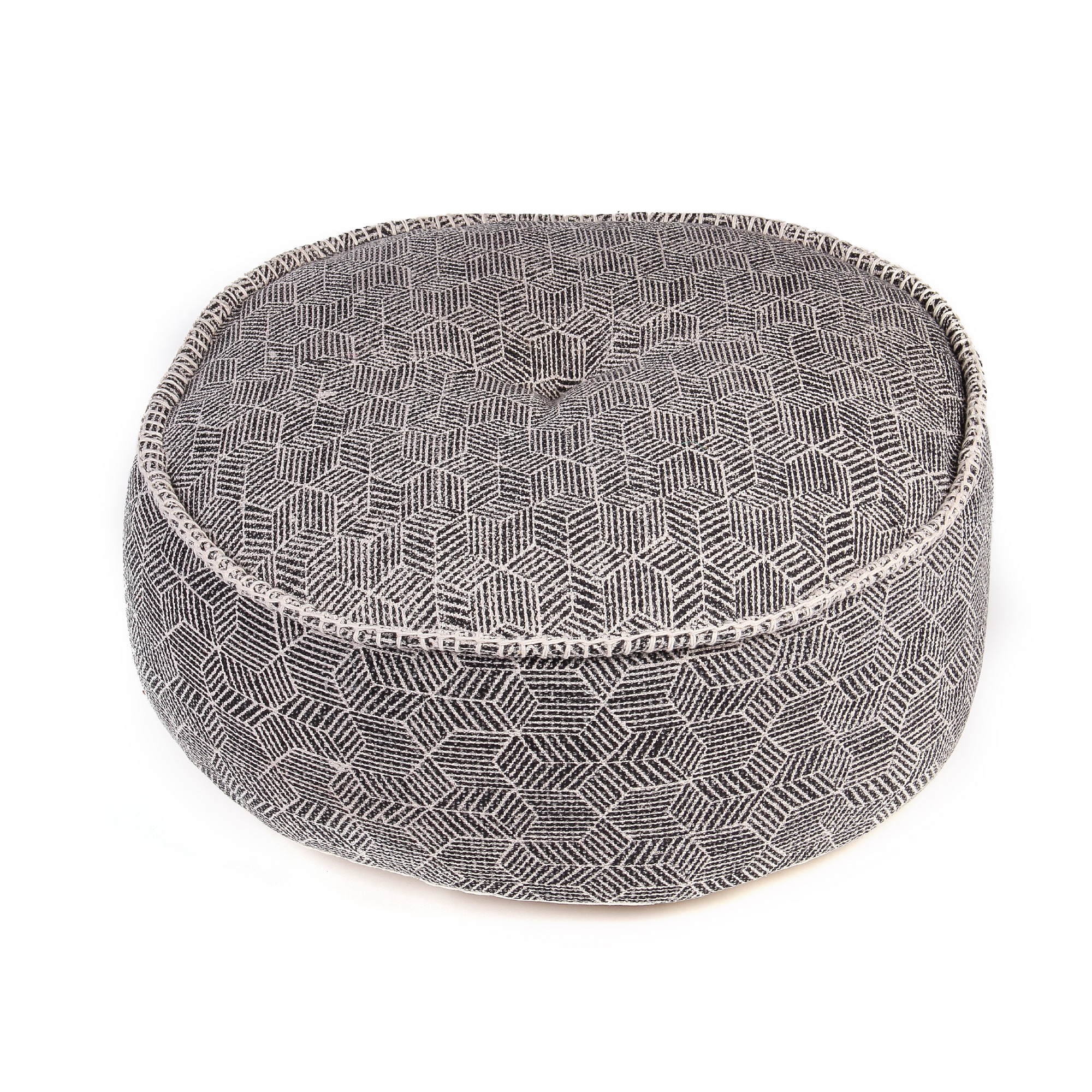 Pouf, grau/weiß Raster, Ø 60 cm, H 20 cm von fischer's lagerhaus