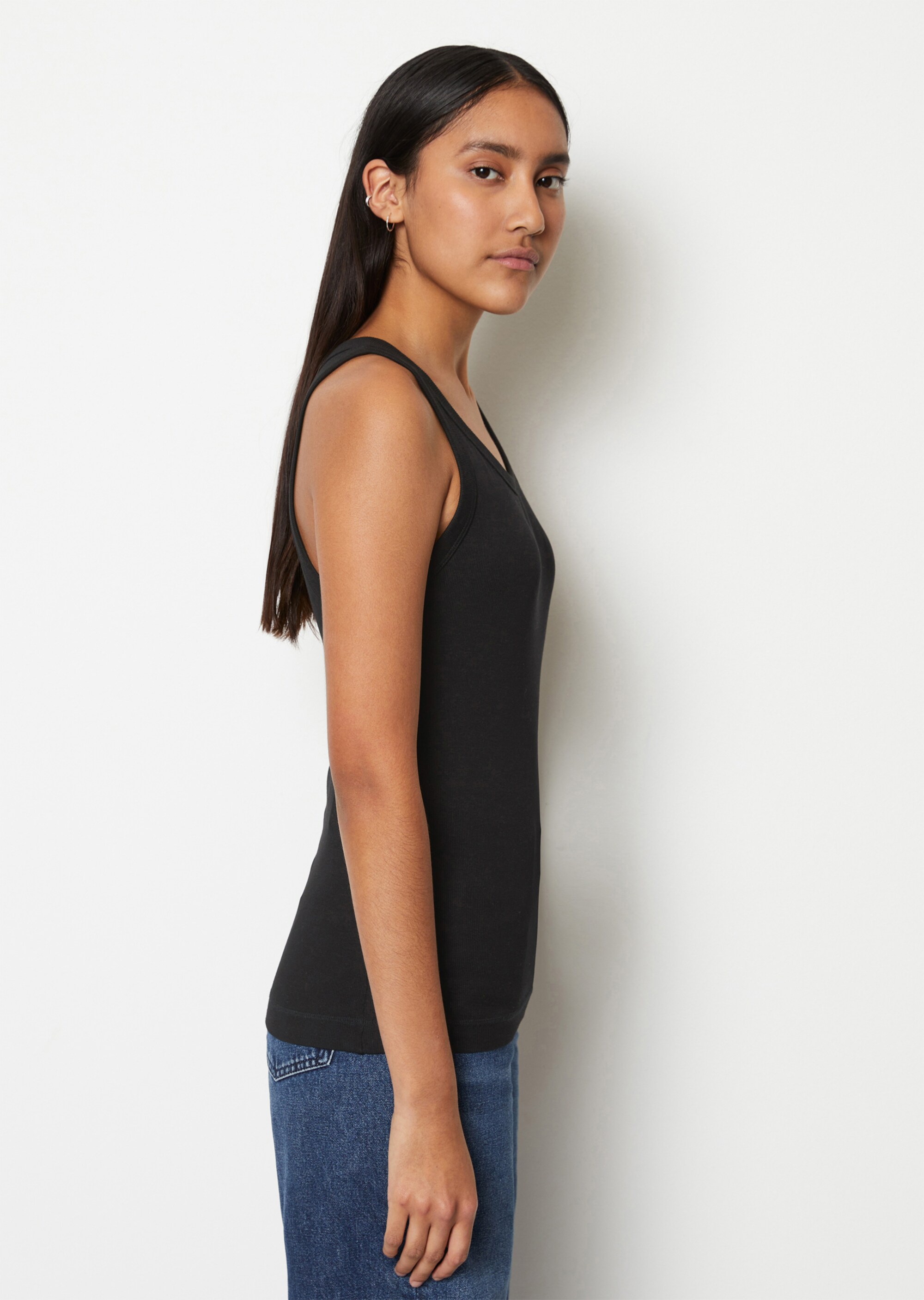 Tanktop slim aus geripptem Bio-Baumwolle-Stretch
