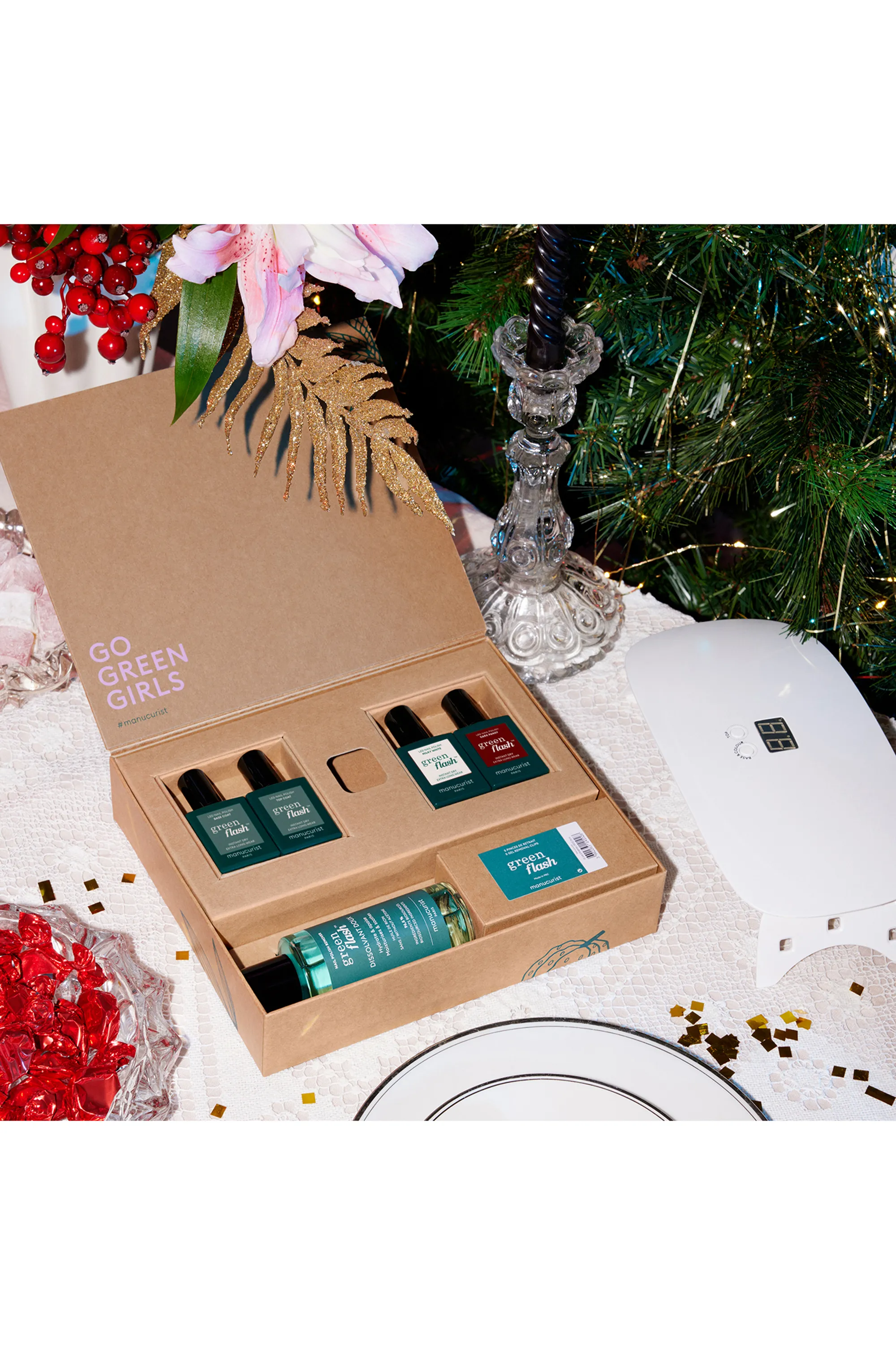Manucurist Coffret routine semi- permanent Green Flash 24W avec 2 vernis inclus-800 g