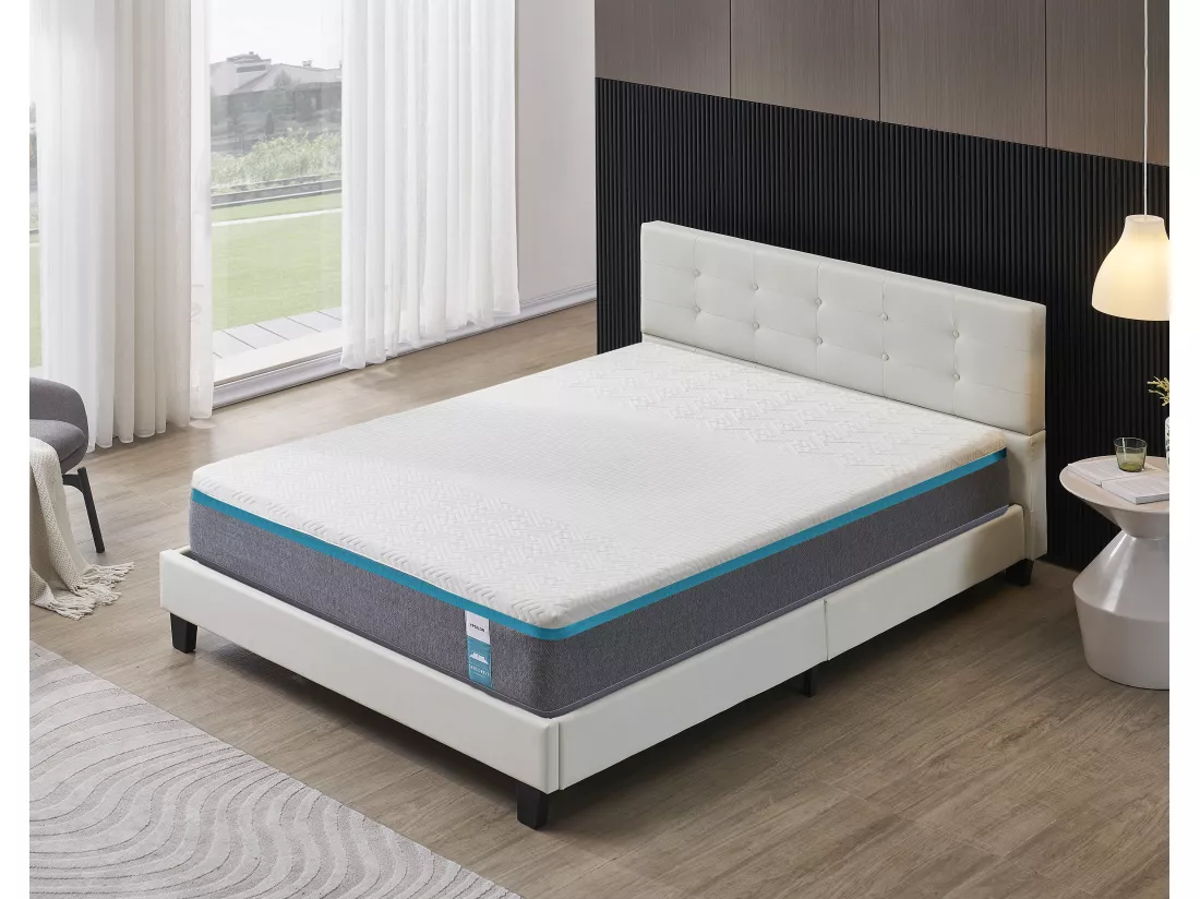 Ensemble Matelas + Lit Avec Tête De Lit 160x200 Cm, Ypsilon Equilibré 28cm D’épaisseur