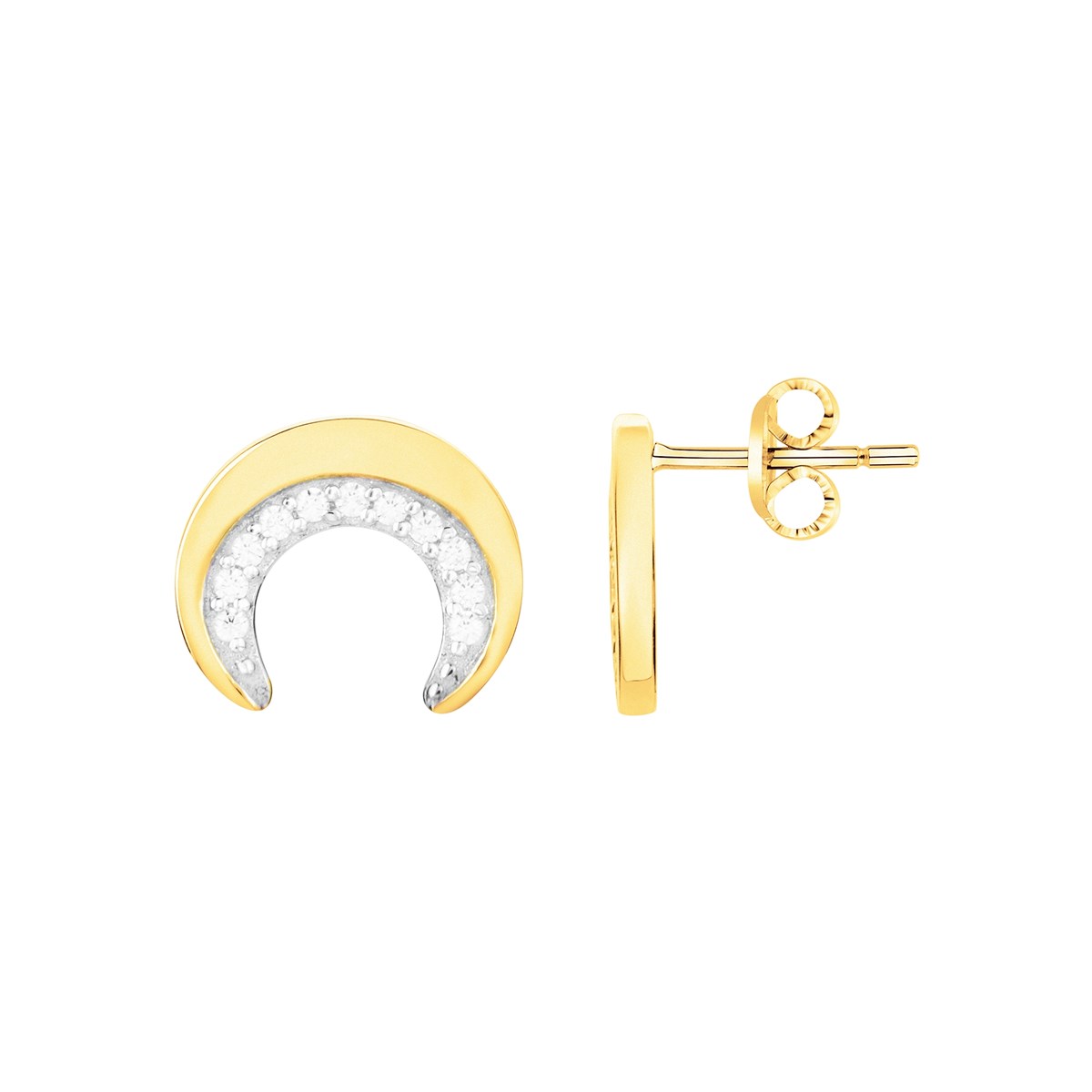 Boucles d'oreilles clous en Plaqué Or avec oxyde de zirconium blanc