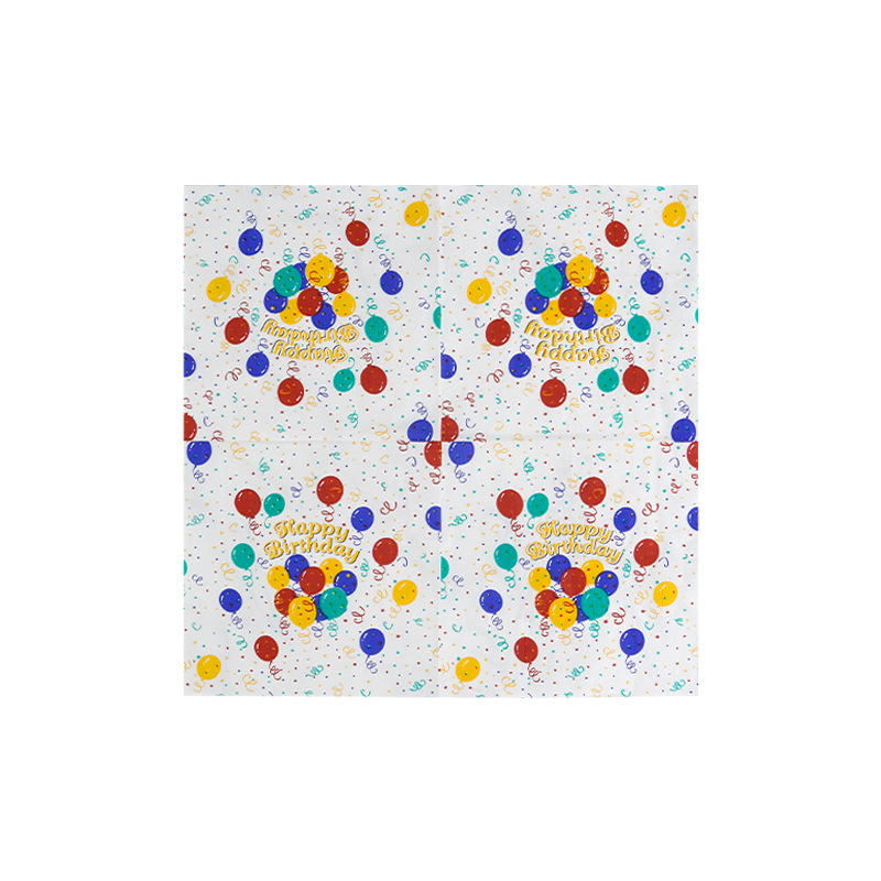 (10er Set) 33x33cm Happy Birthday Einweg Servietten Party Tisch Dekoration - Weiss / Bunt