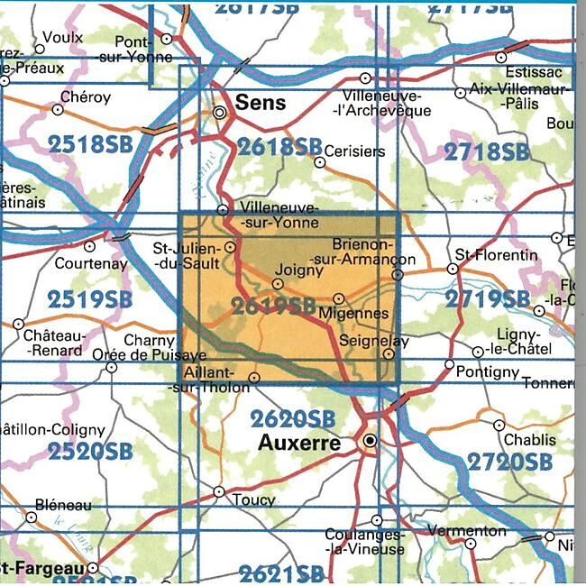 IGN - 2619 SB JOIGNY MIGENNES 1 25 000