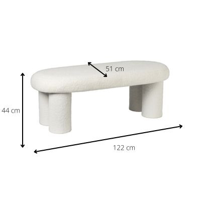 Bank teddy dodo - wit - 44x122x51 cm