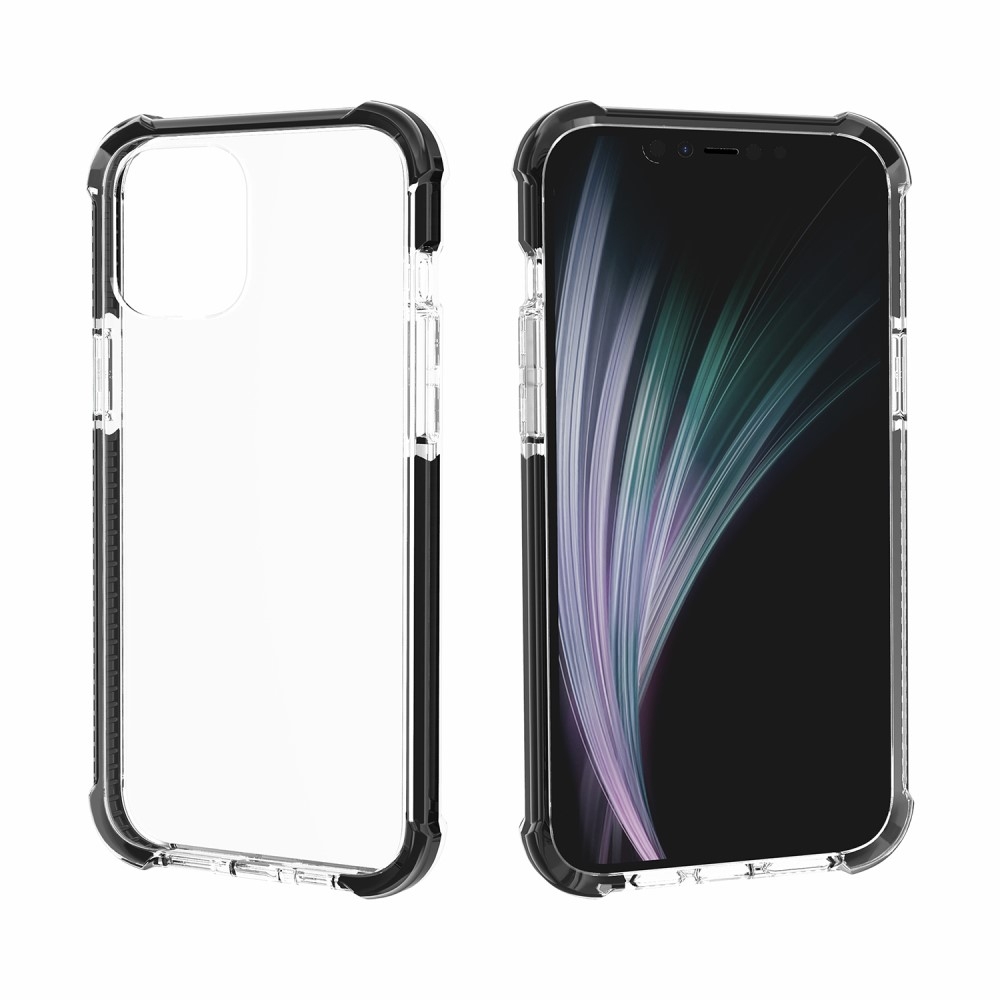 iPhone 12 / iPhone 12 Pro Hybrid Bumper Hülle mit Air Cushion Fallschutz - Schwarz / Transparent