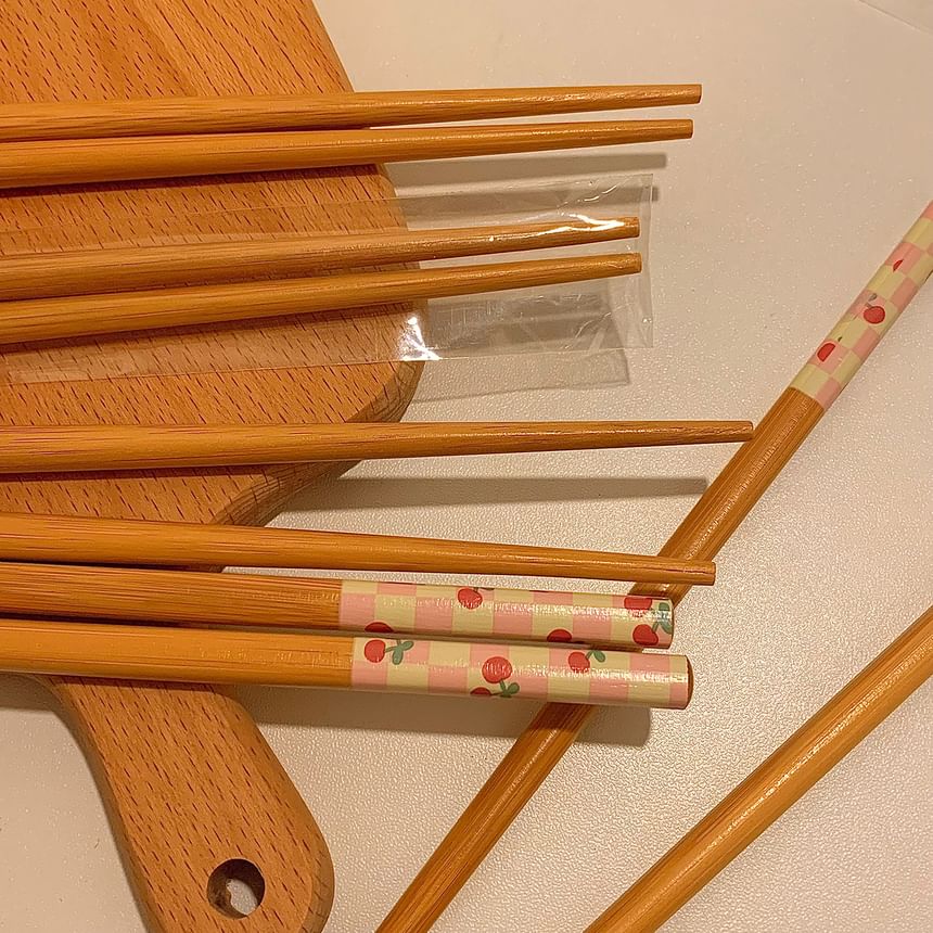 Intimo - Cherry Checker Houten Eetstokjes / Set