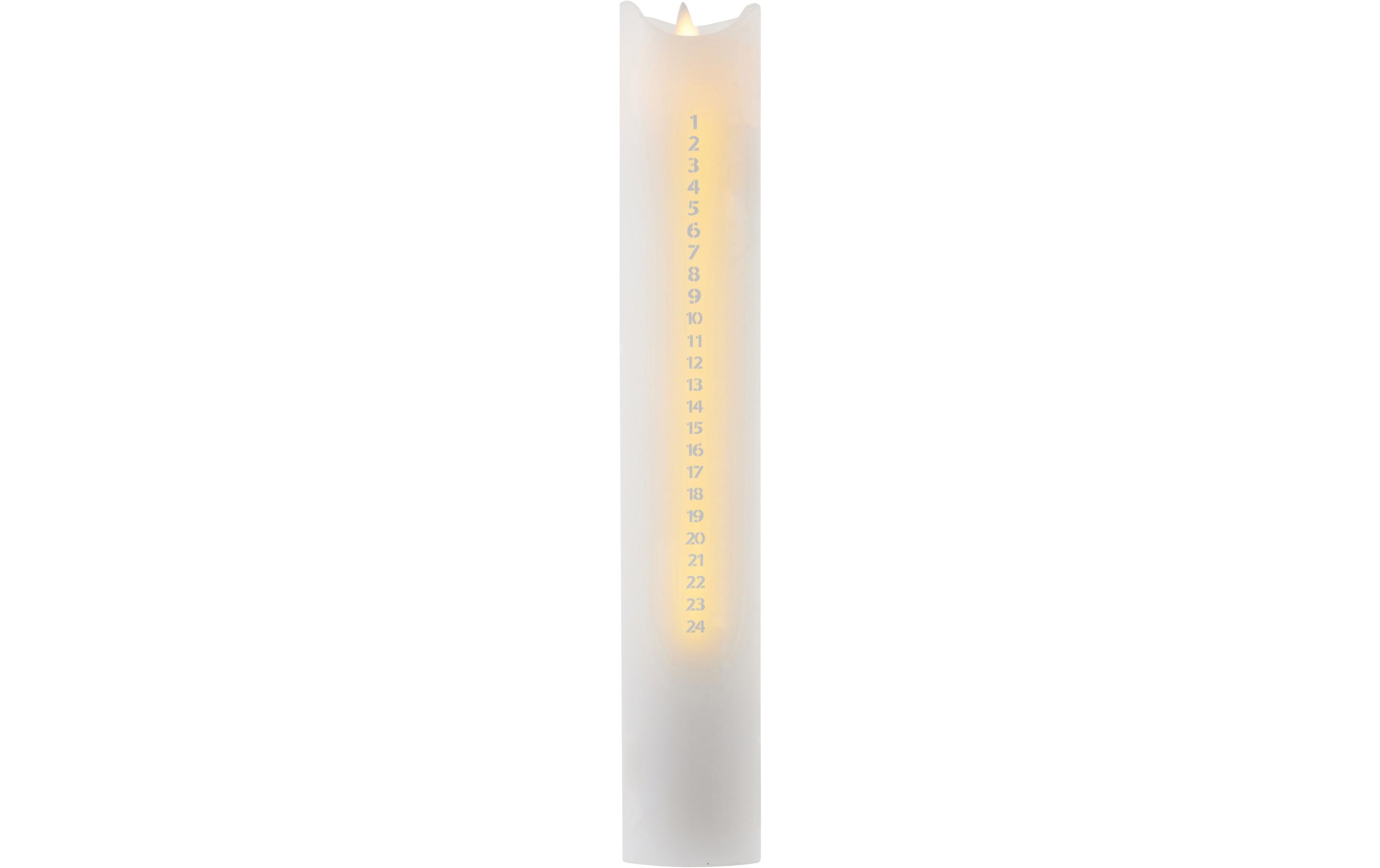 LED-Kerze Sara Adventskalender, Ø 4.8 x 29 cm, Silber/WeissLED-Kerze als Adventskalender