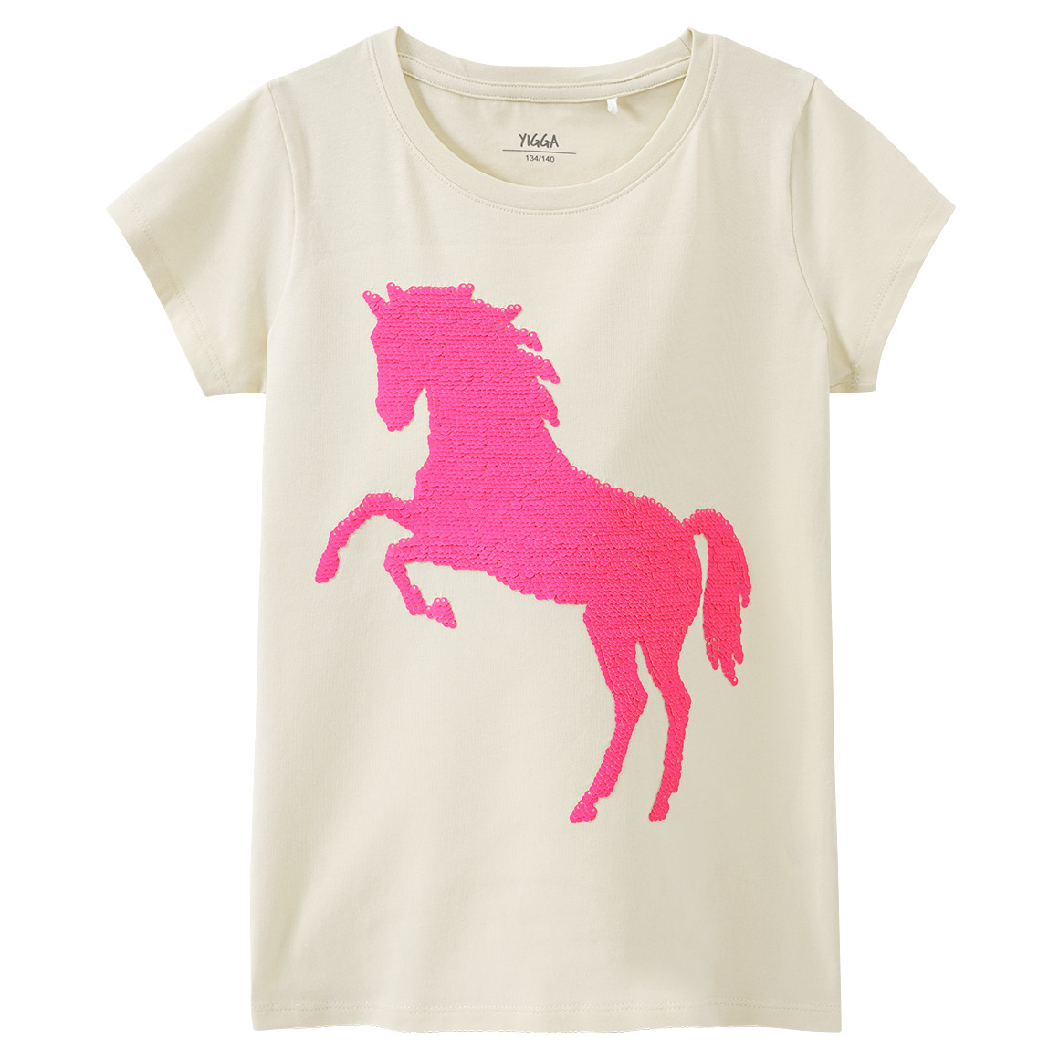 Yigga Mädchen T-Shirt mit Wendepailletten creme