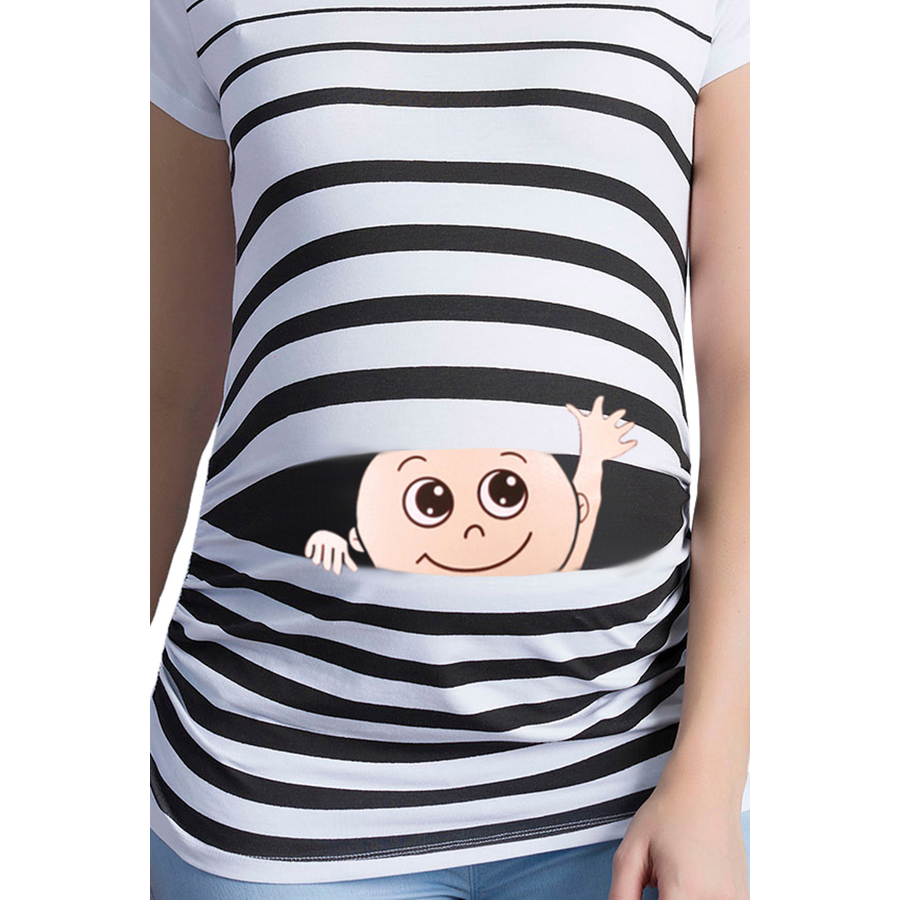 M.M.C. Umstandsshirt Winke Winke mit Motiv Weiß