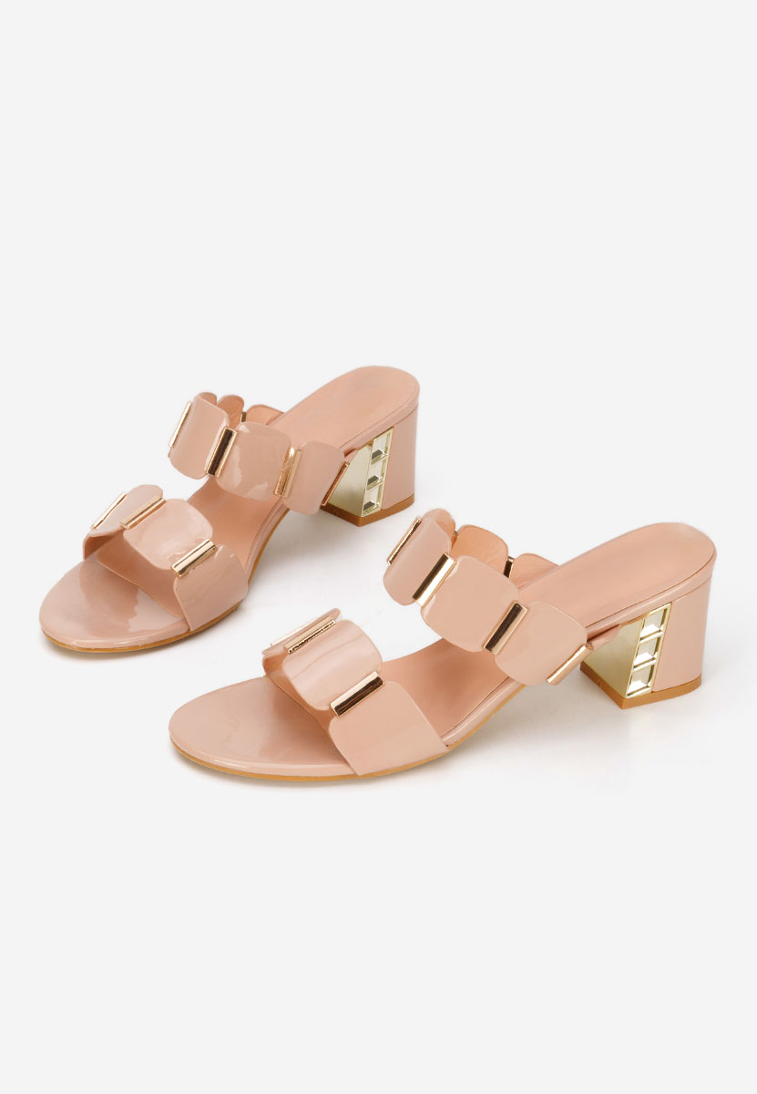 Mules à talon épais beige Raniela