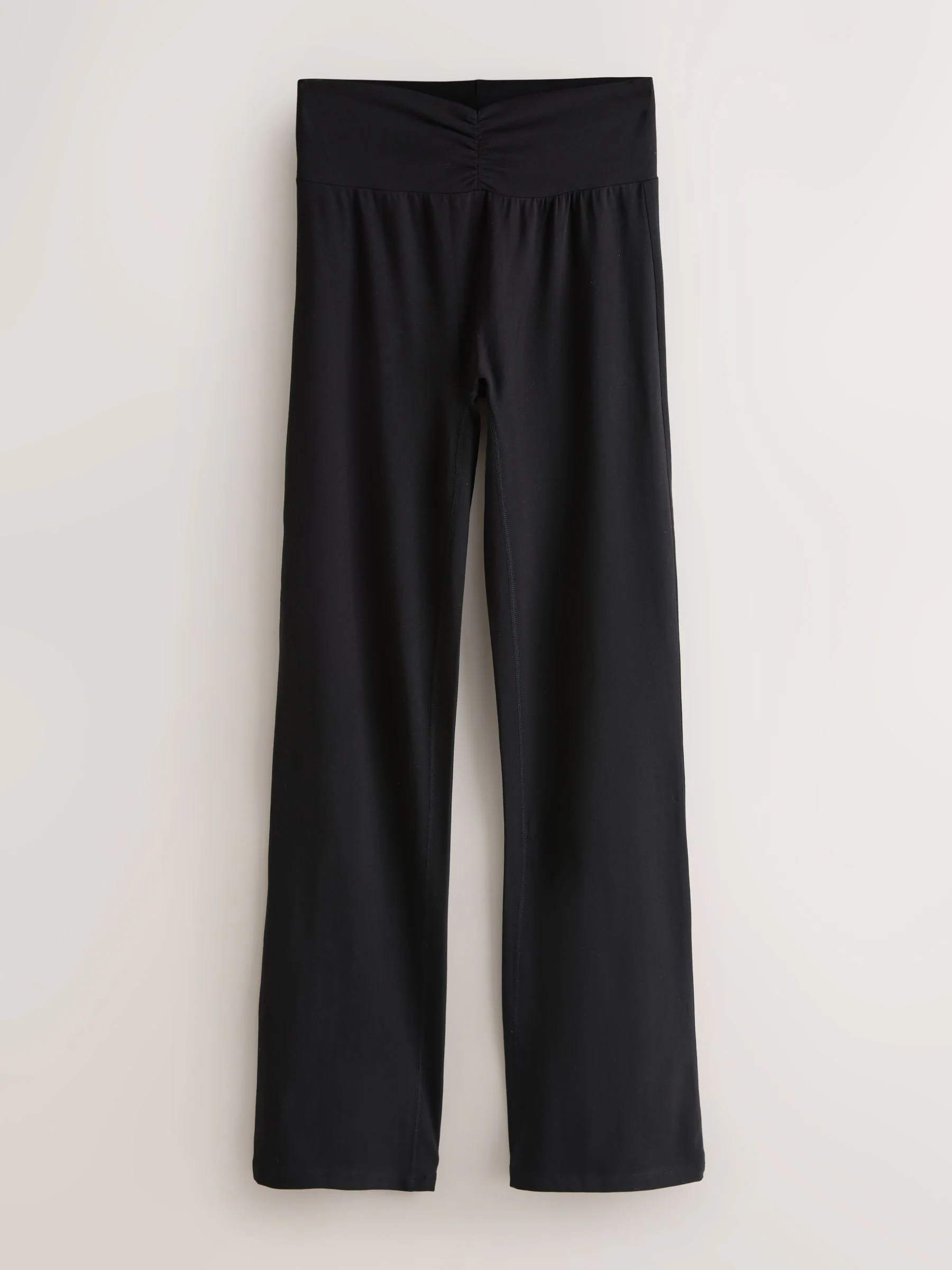 Zwart - Soft Touch Rib Ruched Flare Leggings