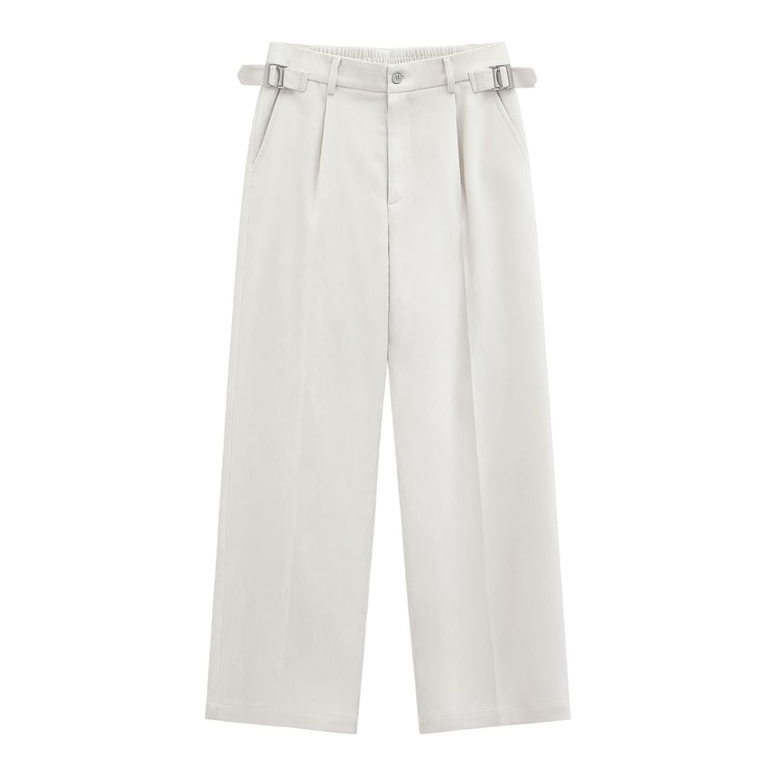 CHIC ERRO - Middelhoge effen broek met wijde pijpen