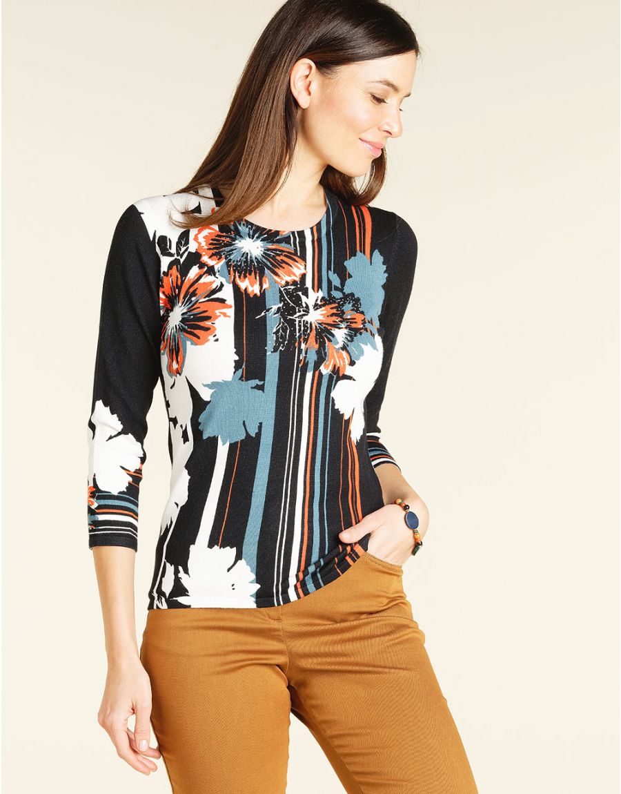 Pull orange fantaisie