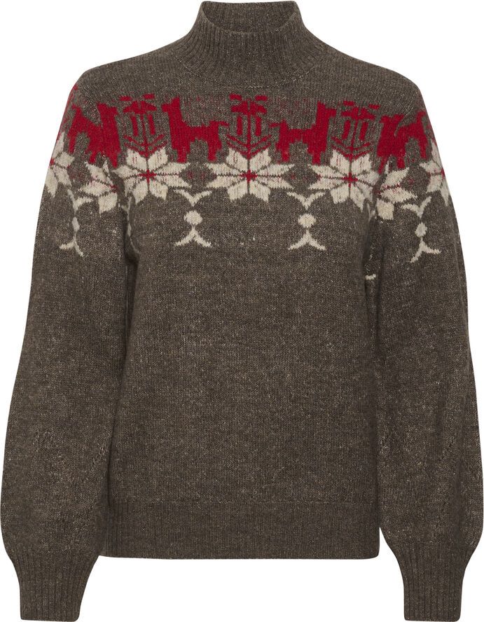 Cream CRCabin Knit Pullover Chocolate chip melange