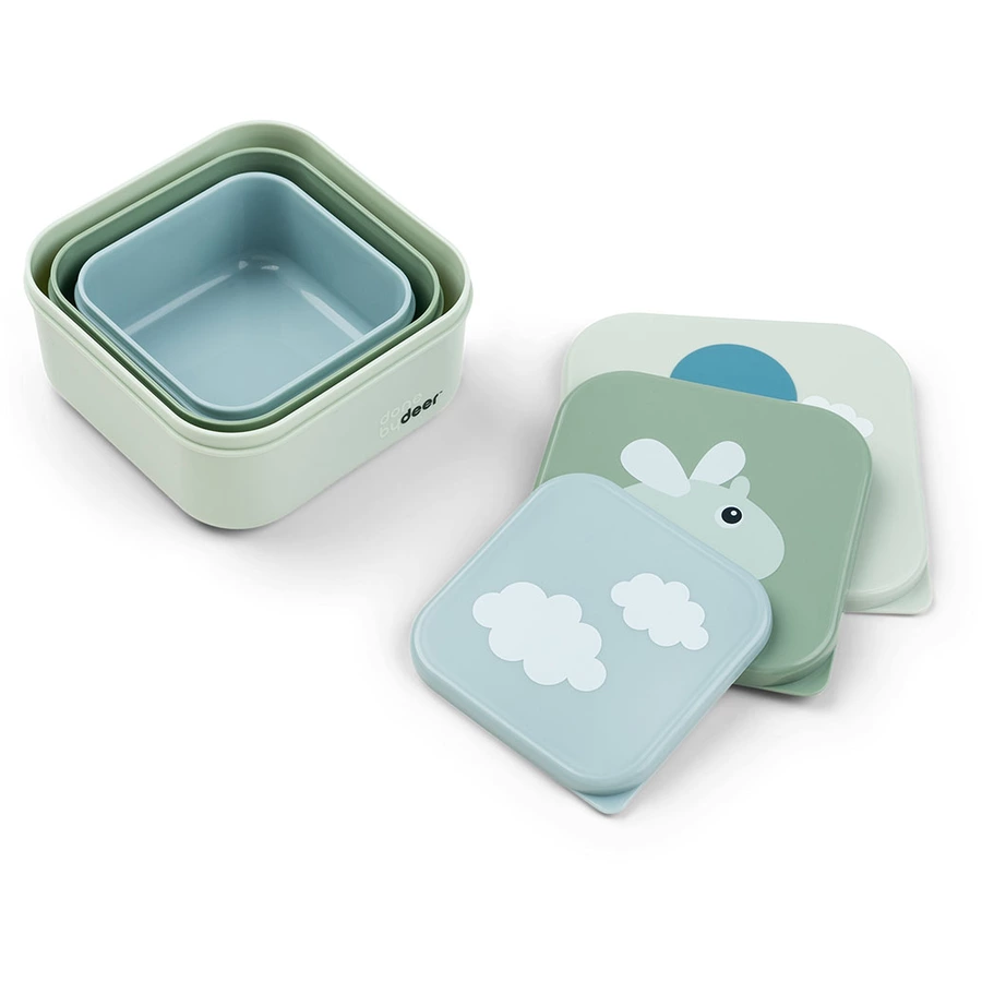 Done by Deer™ Snackbox-Set 3-er Pack Happy clouds Grün