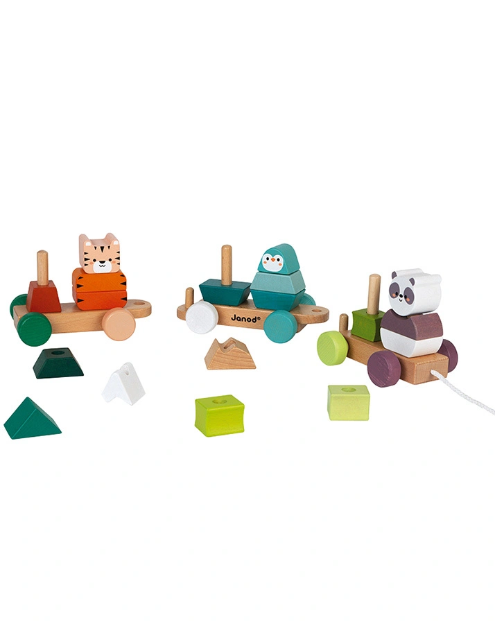 Janod-WWF® Nachziehspielzeug TIGER, PANDA & PINGUIN aus Holz