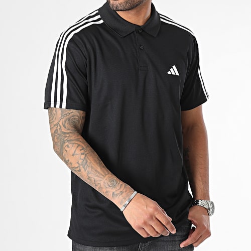 Polo Manches Courtes A Bandes IB8107 Noir