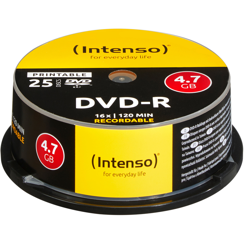 Intenso DVD-R, bedruckbar, 4.7 GB, Spindel, 25 Stück