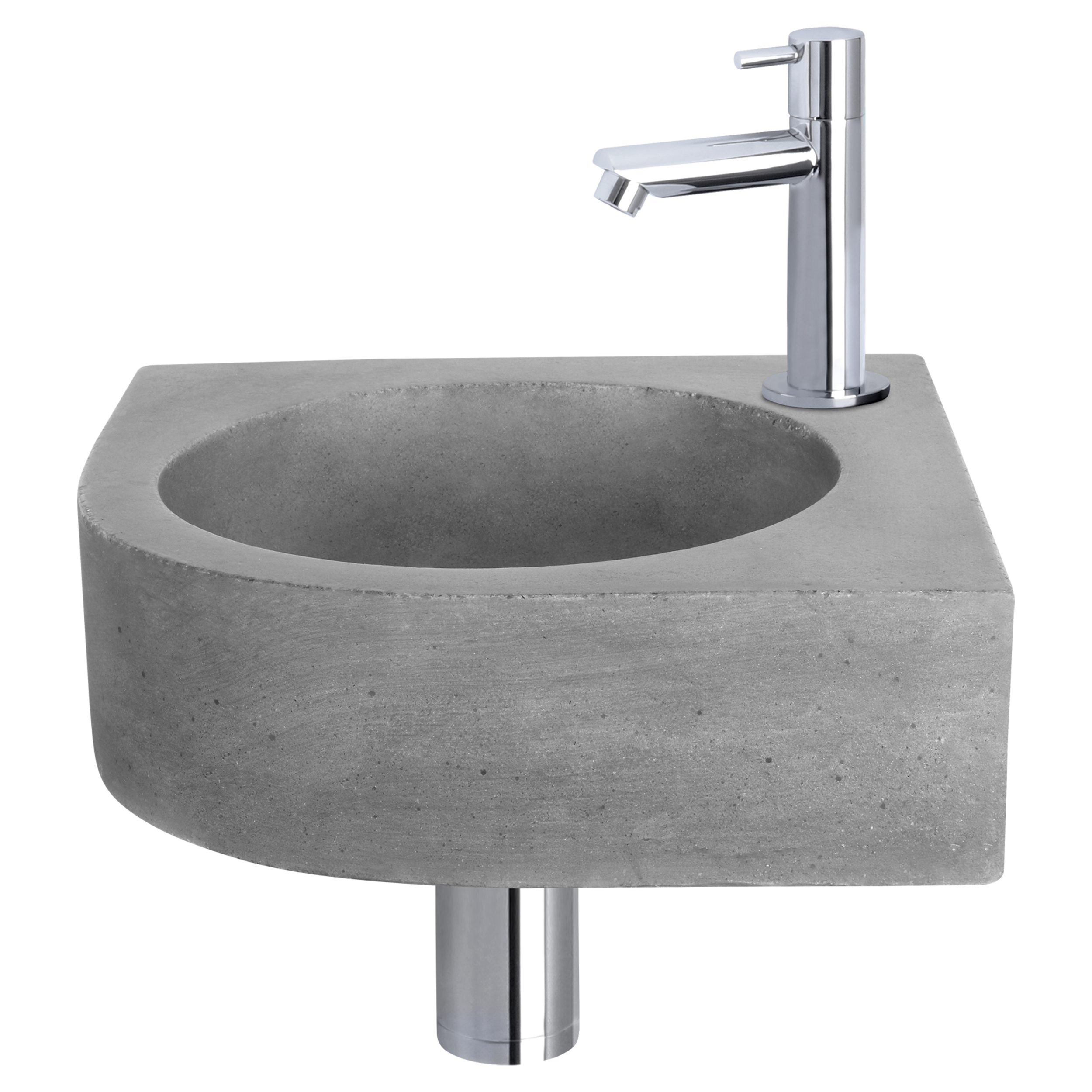 Differnz Cleo fonteinset donkergrijs beton met rechte kraan chroom