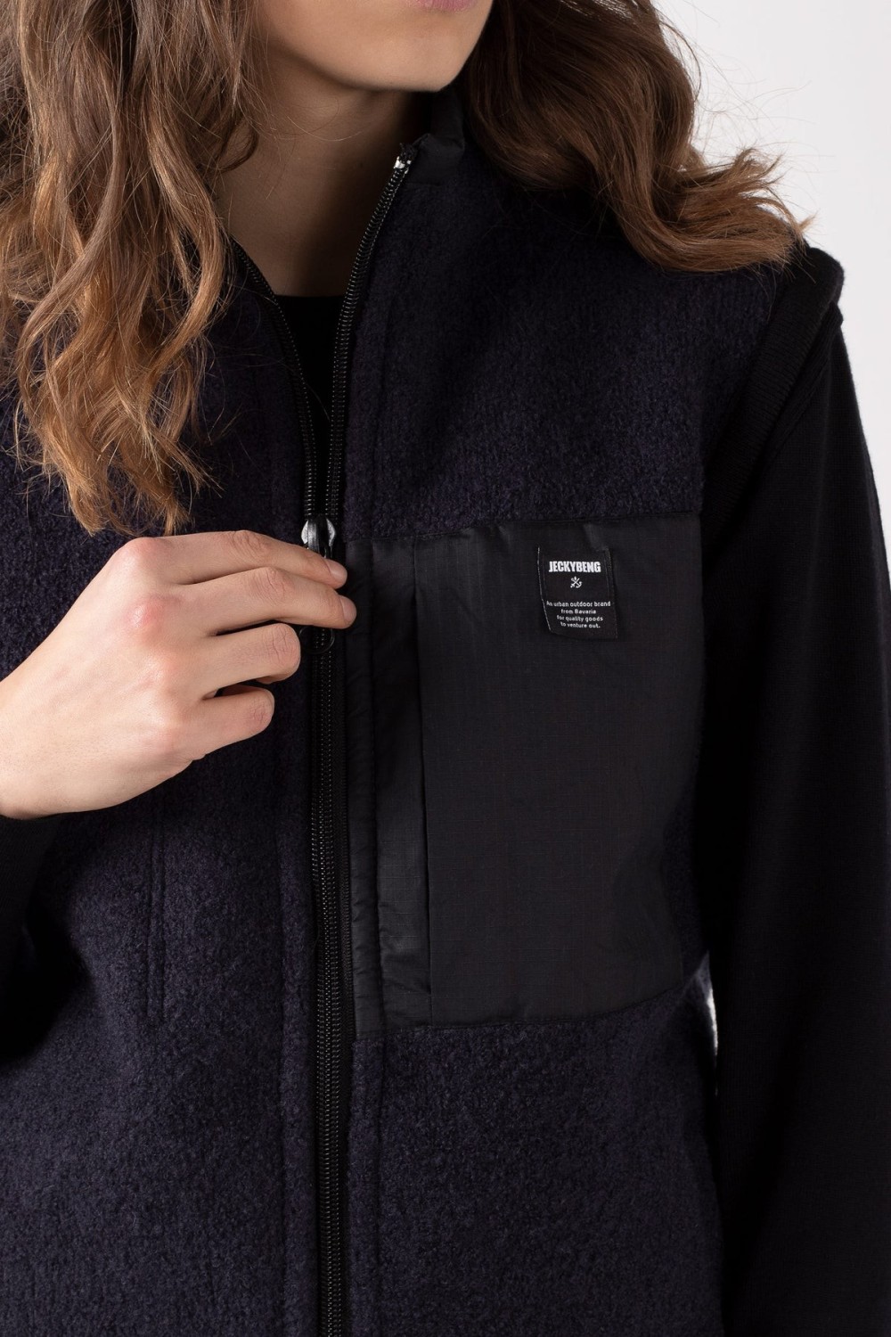 Jeckybeng The Natural Wool Fleece Vest Dark Navy