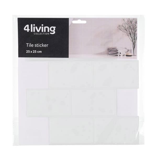 30 x 30 cm selvklebende flisklistremerke med hvitt marmormønster