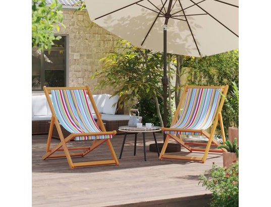 VIDAXL - Chilienne Chaises de plage pliables lot de 2 multicolore tissu