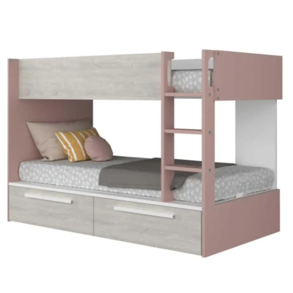 Stapelbed Fleur met bedlades - oudroze