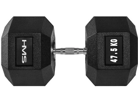 HMS Dumbbell Hex Pro black and silver 47.5 kg (17-66-130)