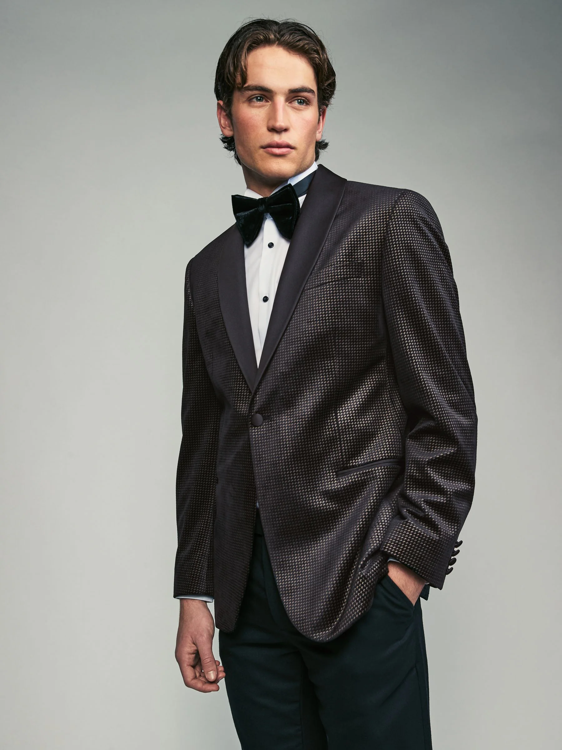 Zwart/goud - Fluwelen blazer met print
