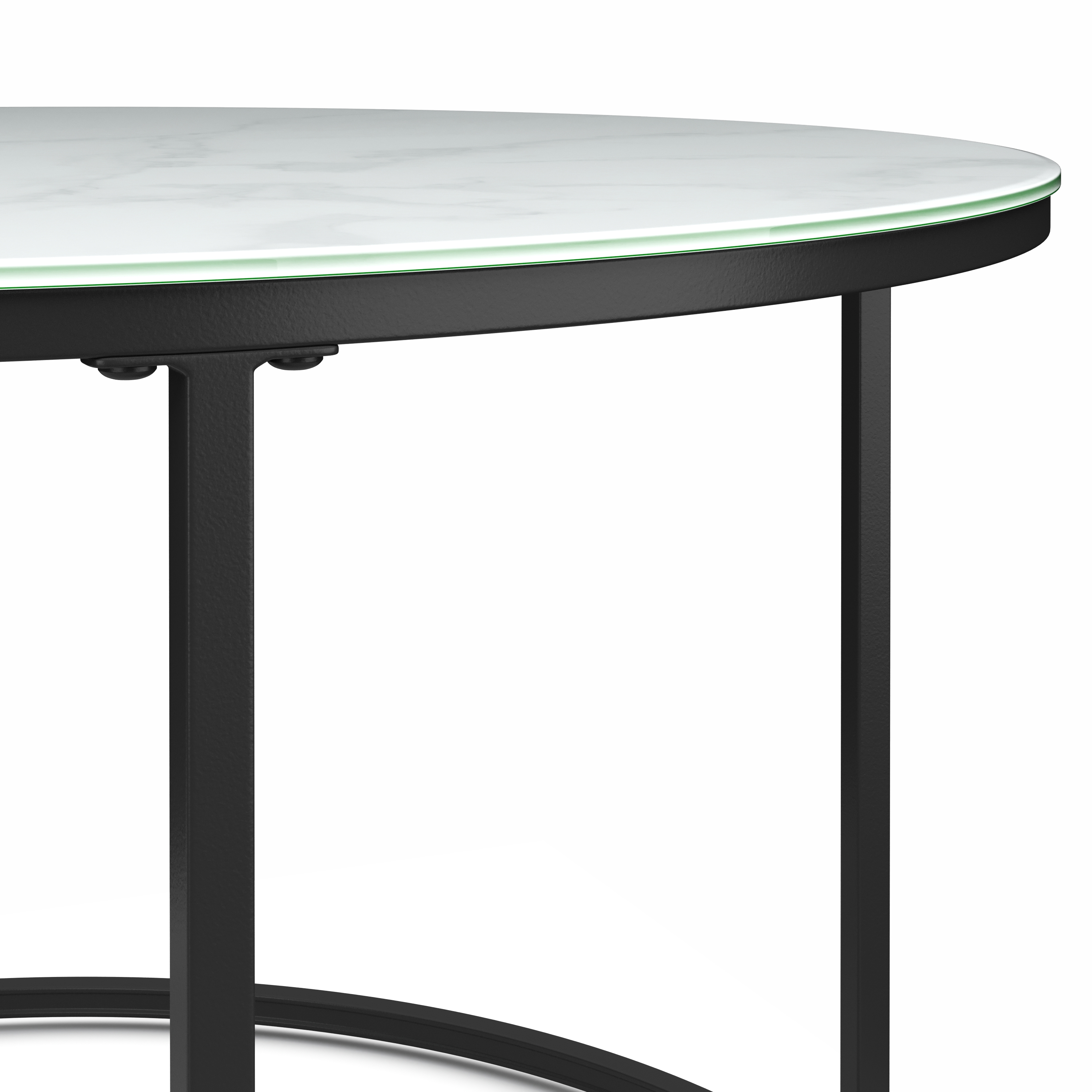 Beistelltisch Glas AMAYA rund 2-teilig weiss/schwarz