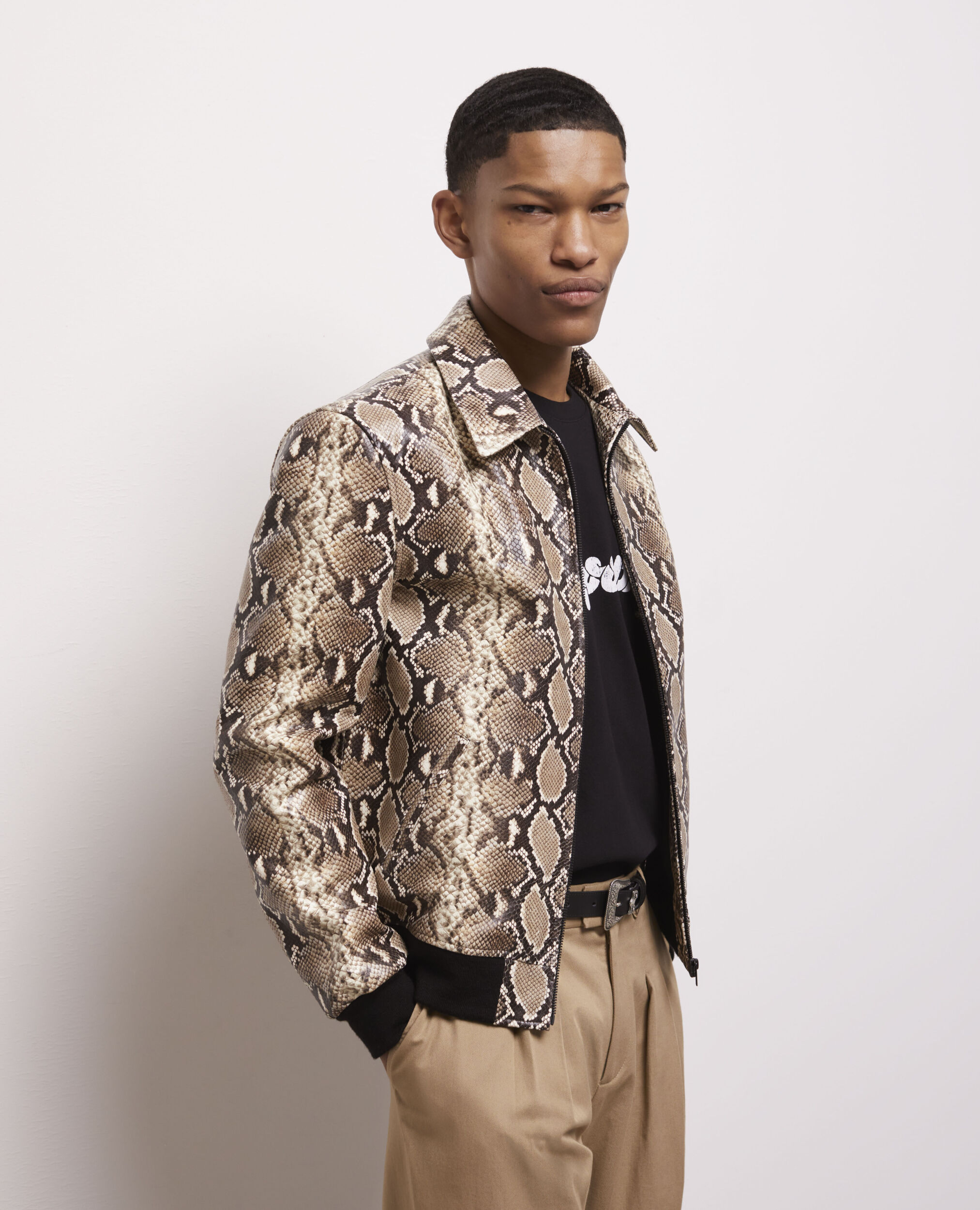 Blouson en cuir python